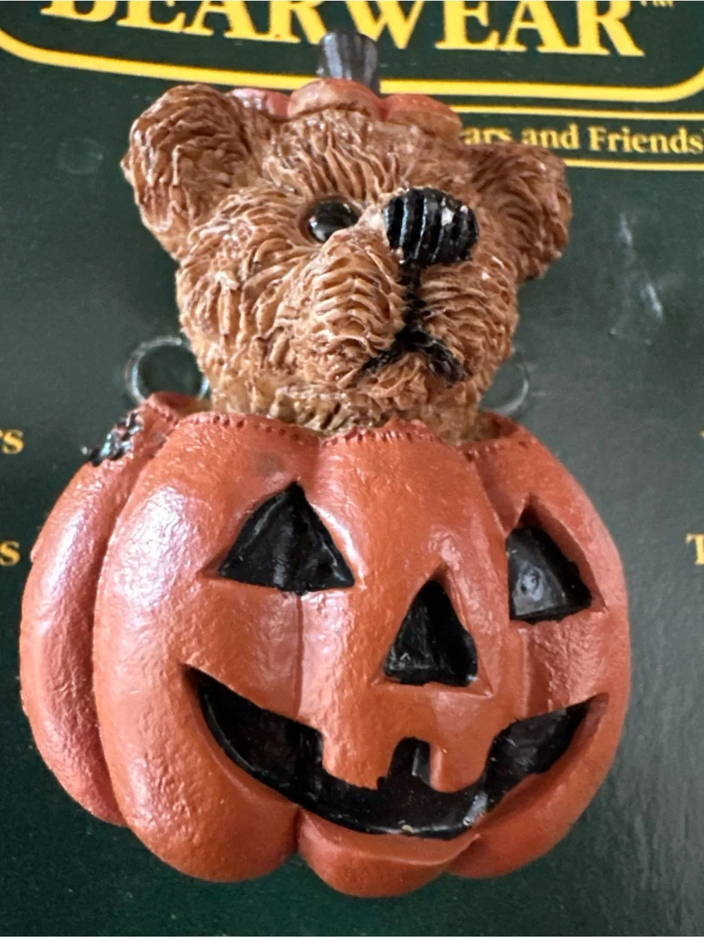 Brown Bear in Orange Pumpkin pin Brooch Halloween Boyd’s teacher